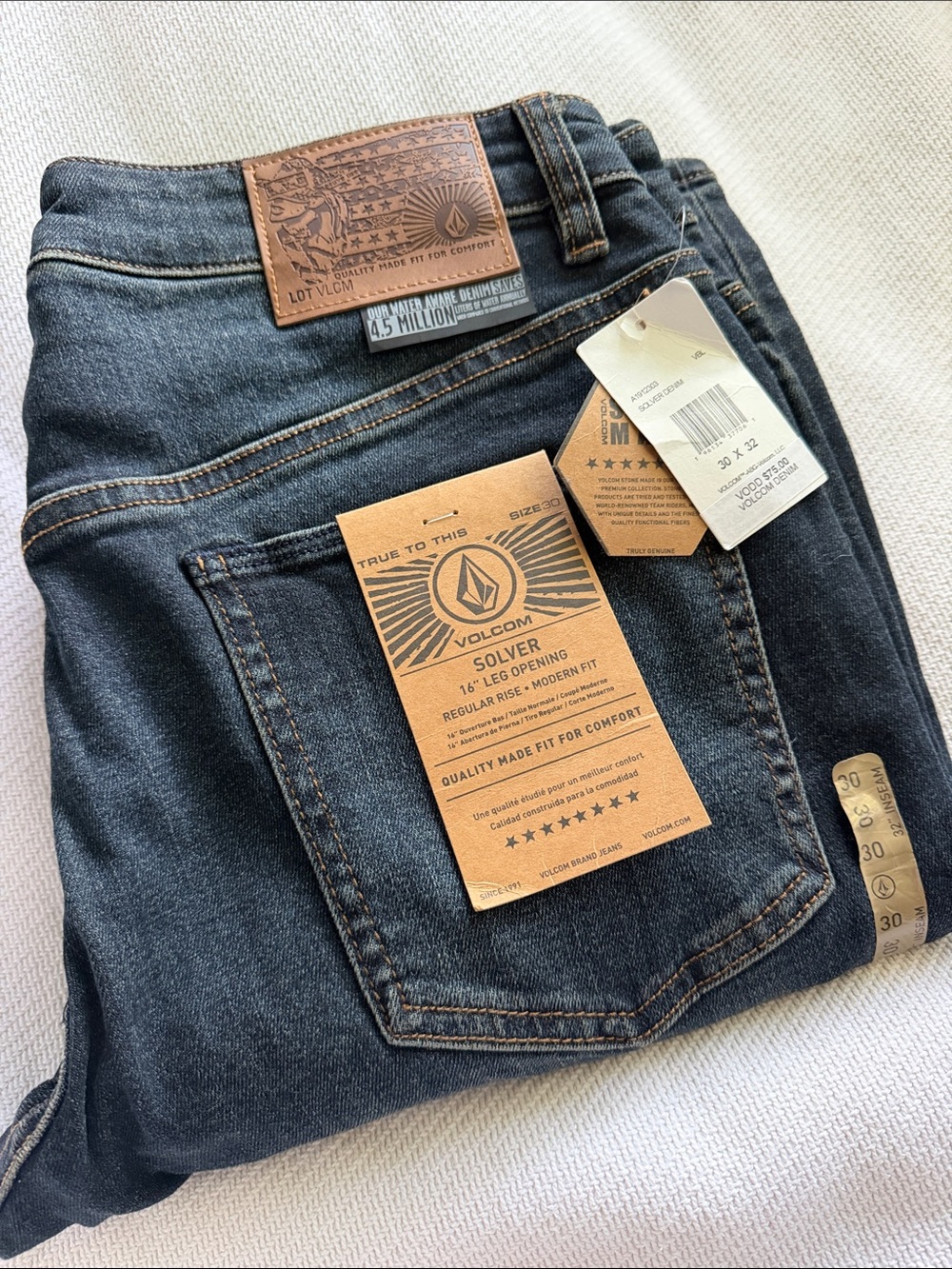 Volcom Men's Solver Straight Leg Jeans - Dark Gray Wash